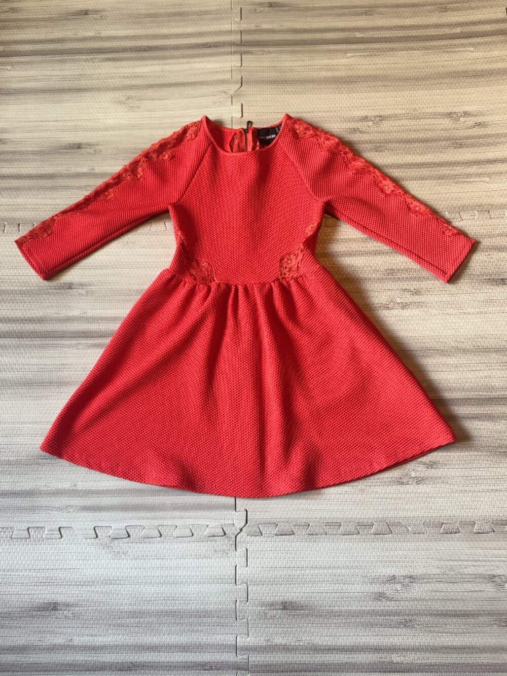 ASOS Women's Petite Orange Skater Dress w Lace Insert